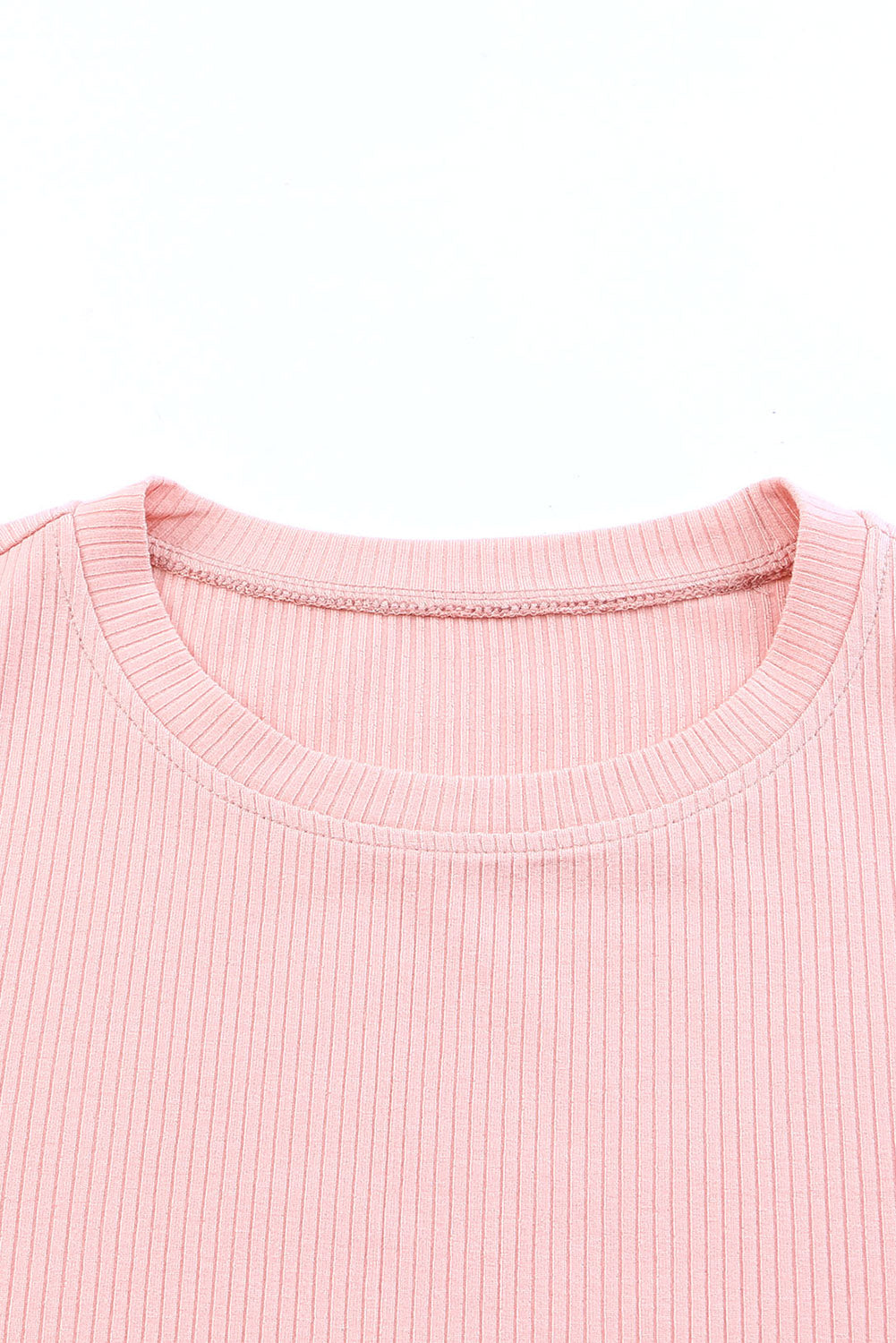 Pink Dotty Mesh Ruffle Sleeve Ribbed Knit Top