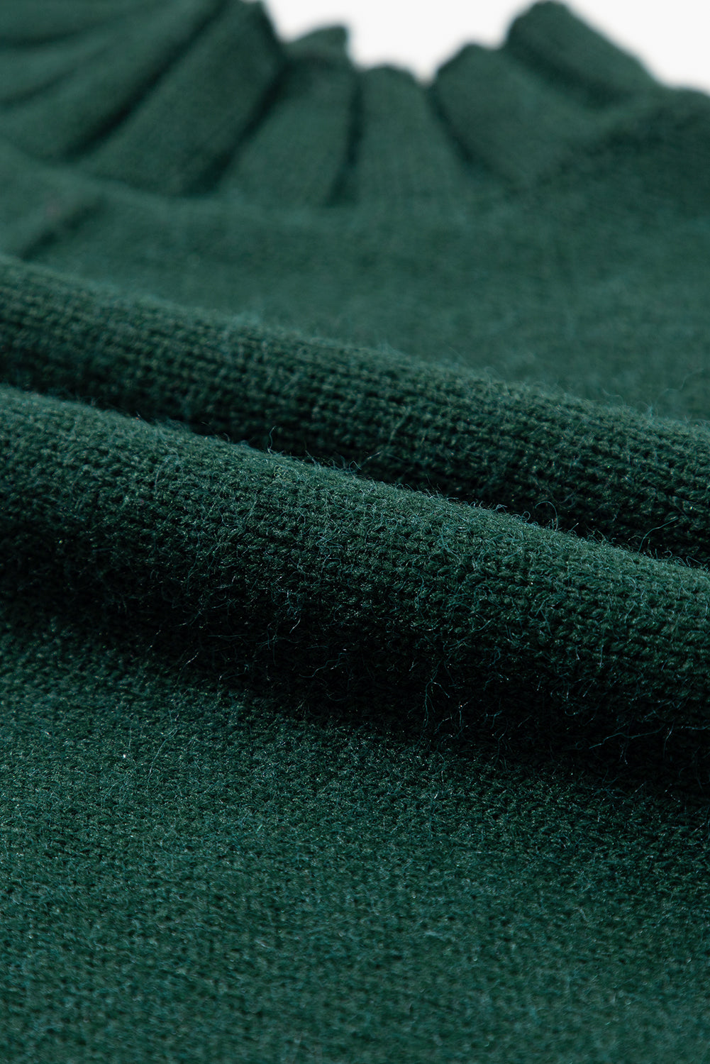 Blackish Green Mock Neck Batwing Short Sleeve Knit Sweater